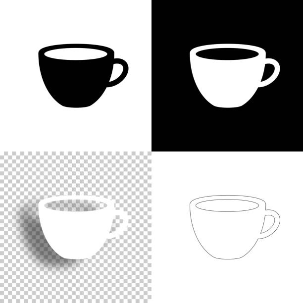 Cup. Icon for design. Blank, white and black backgrounds - Line icon Icon of "Cup" for your own design. Four icons with editable stroke included in the bundle: - One black icon on a white background. - One blank icon on a black background. - One white icon with shadow on a blank background (for easy change background or texture). - One line icon with only a thin black outline (in a line art style). The layers are named to facilitate your customization. Vector Illustration (EPS10, well layered and grouped). Easy to edit, manipulate, resize or colorize. And Jpeg file of different sizes. coffee cup stock illustrations