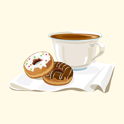 Cup of coffee and donuts