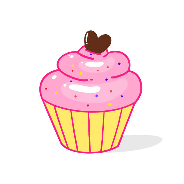 Cupcake Dessert Hand Drawn Icon on White Background Vector Design. Vector Illustration EPS 10 File. cute turkey cupcakes stock illustrations