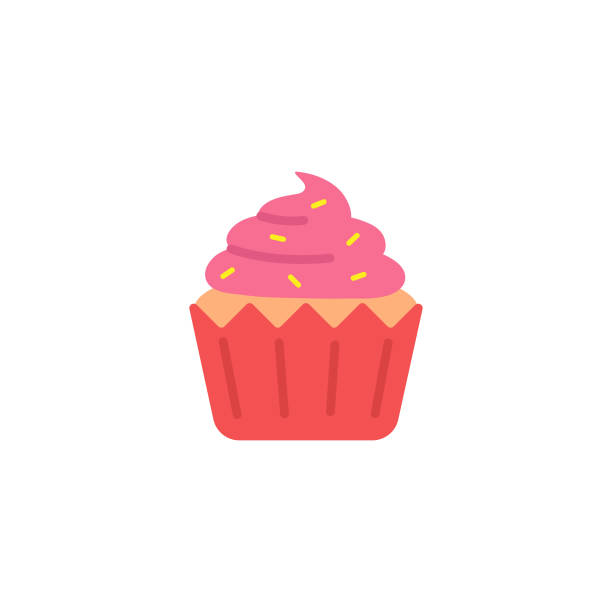 Cupcake Icon Flat Design. Scalable to any size. Vector Illustration EPS 10 File. cupcake stock illustrations