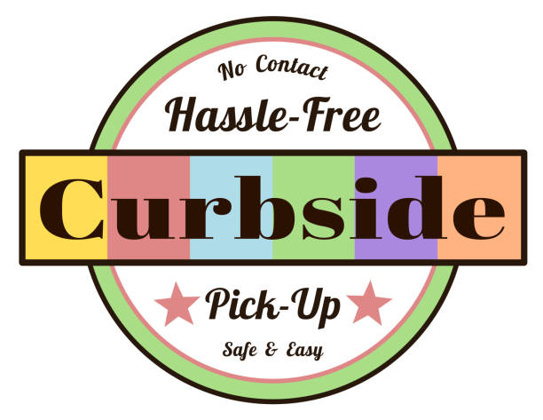 Curbside pick-up Hassle-free curbside pick-up label curbsidepickup stock illustrations
