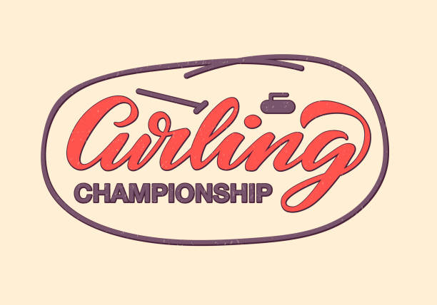 stockillustraties, clipart, cartoons en iconen met curling kampioenschap belettering - curling