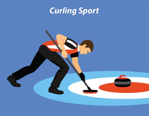 stockillustraties, clipart, cartoons en iconen met curling sport vectorillustratie - curling