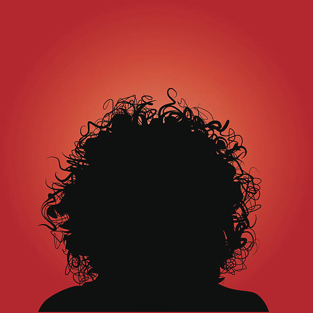stockillustraties, clipart, cartoons en iconen met curly hair silhouette woman - alleen één jonge vrouw