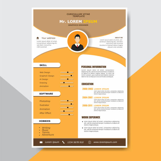 Curriculum vitae template design vector minimalist cv / resume template.Displaying your profile resume templates stock illustrations