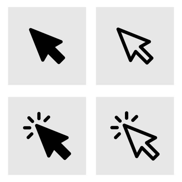 ilustraciones, imágenes clip art, dibujos animados e iconos de stock de ilustración vectorial del icono del puntero del ratón del cursor eps 10 - computer mouse