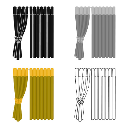 Curtains, single icon in cartoon style.Curtains, vector symbol stock illustration web.