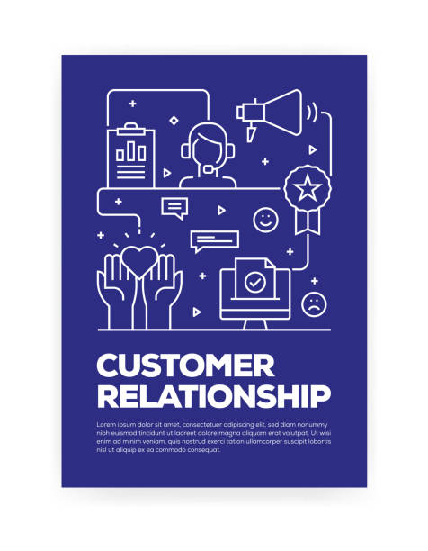 Müşteri ilişkileri kavramı satır stil kapak tasarımı yıllık rapor, el ilanı, broşür için.