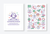 Customer Relationship Concept Line Style Cover Design for Annual Report, Flyer, Brochure.