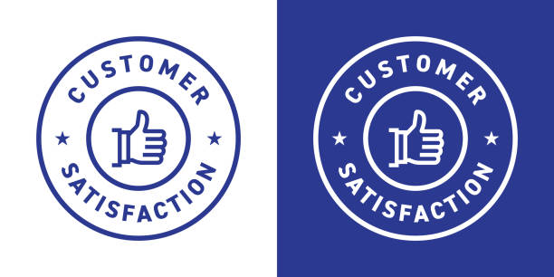 illustrations, cliparts, dessins animés et icônes de conception d'insigne de satisfaction du client - satisfaction client