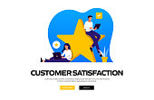 istock Customer Satisfaction Concept Vector Illustration for Website Banner, Advertisement and Marketing Material, Online Advertising, Business Presentation etc. 1303458799