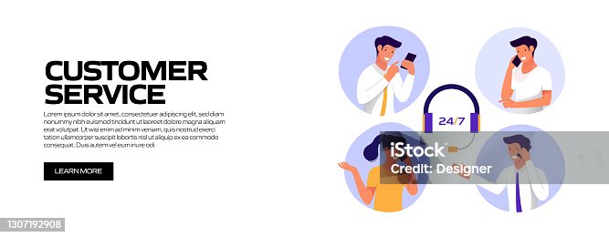 istock Customer Service Concept Vector Illustration for Website Banner, Advertisement and Marketing Material, Online Advertising, Business Presentation etc. 1307192908