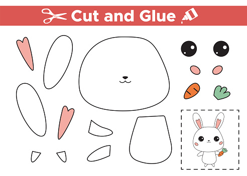 Cut and glue cute bunny with carrot.