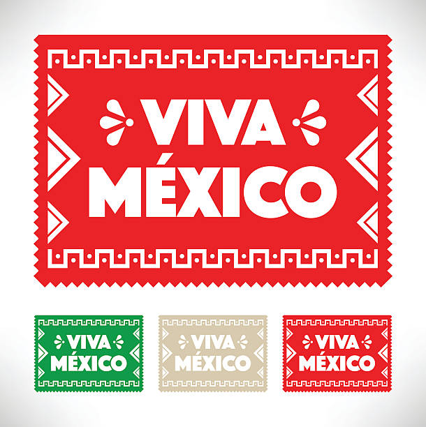 Cut Out Paper - Viva Mexico Mexican Holiday Decoration Vector. viva mexico stock illustrations