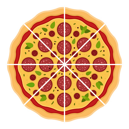 Cut Pepperoni pizza vector flat isolated