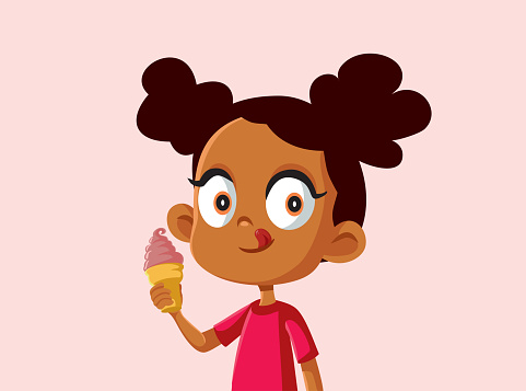 Cute African Girl Eating an Ice Cream