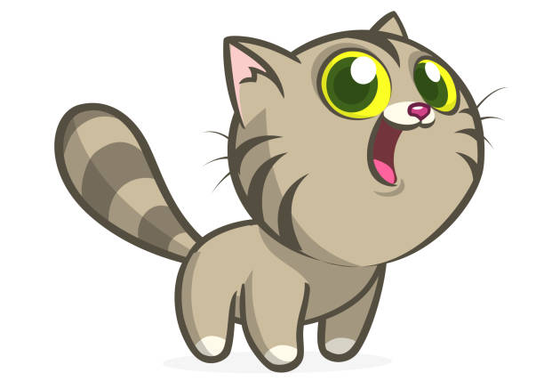 sevimli ve komik karikatür kedi. vektör çizimi - bengals stock illustrations