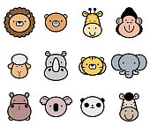 Animal characters vector art illustration.
Cute Animals icon set in color pastel tones.
