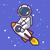 Cute astronaut mascot design illustration vector template