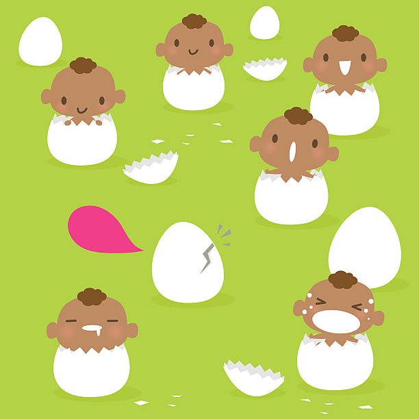 Cute Babies Born (Broken Egg Shell)  african american mothers day stock illustrations