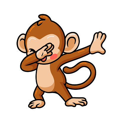 Cute baby monkey cartoon dabbing