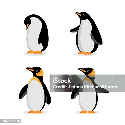 istock Cute Baby Penguin cartoon in different poses. Vector illustration. 1152538876