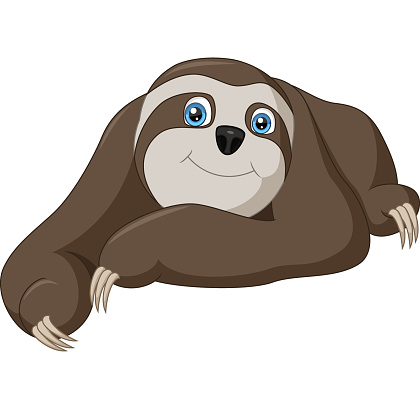 Cute baby sloth cartoon lying down