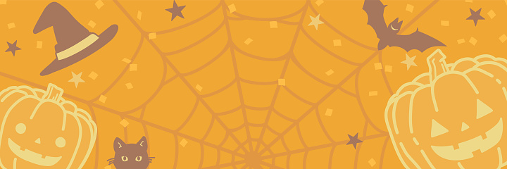 Cute background illustration of Halloween (banner design for autumn)
