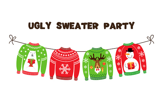 Cute Banner For Ugly Sweater Christmas Party Stock