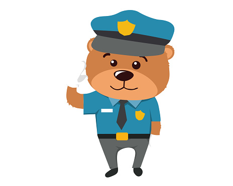 Cute Bear in Police Uniform Illustration