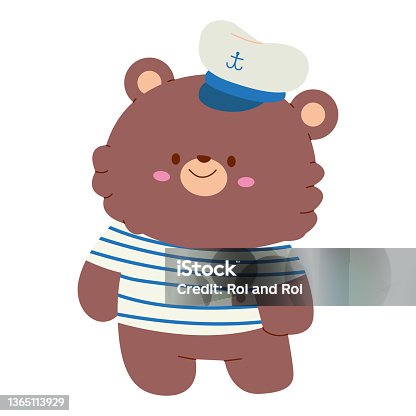 istock Cute bear in sailor costume vector cartoon character isolated on a white background. 1365113929