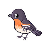 istock Cute bird yurok in cartoon style. Vector illustration with a beautiful little brambling bird. 1385751699