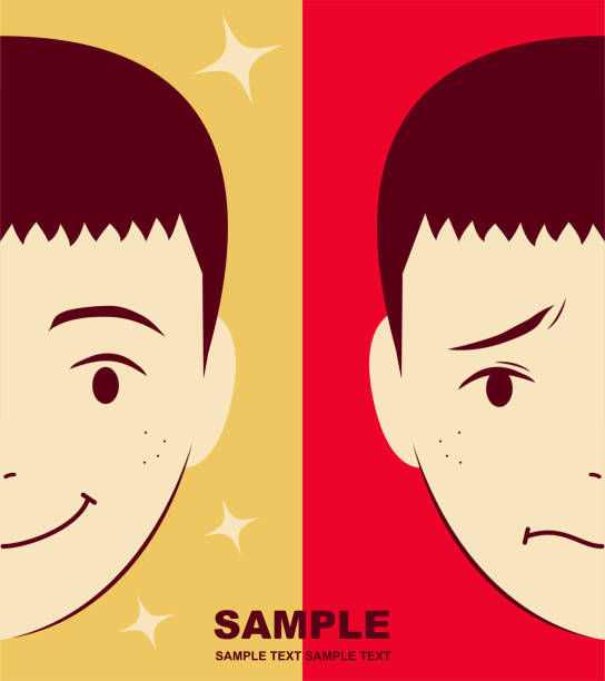 Cute boy with crew cut facial expression on happy and sad Unique Characters Vector art illustration.
Cute boy with crew cut facial expression on happy and sad. half happy half sad stock illustrations