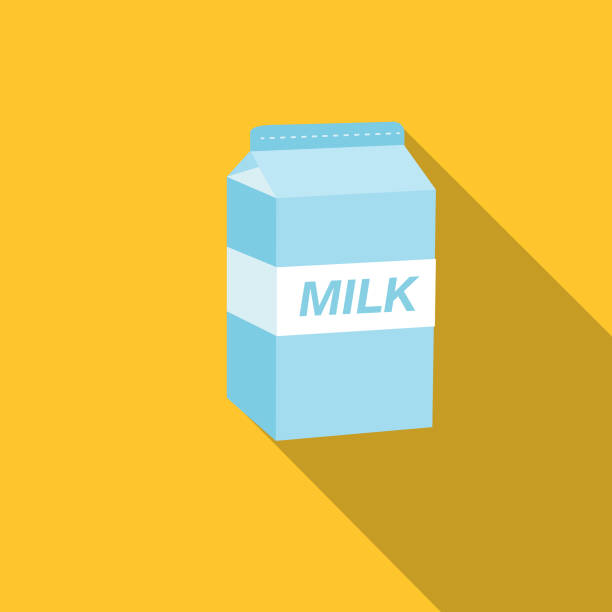 ilustrações, clipart, desenhos animados e ícones de bonito, pequeno-almoço comida ícones - caixa de leite - caixa de leite