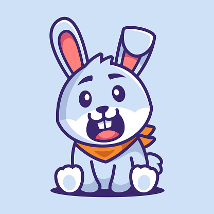 Cute Bunny Sit Cartoon Character