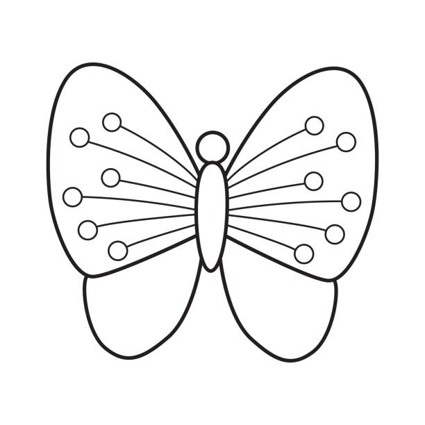 Cute butterfly on a white background, coloring page for children. Cute butterfly on a white background, coloring page for children. butterfly coloring stock illustrations
