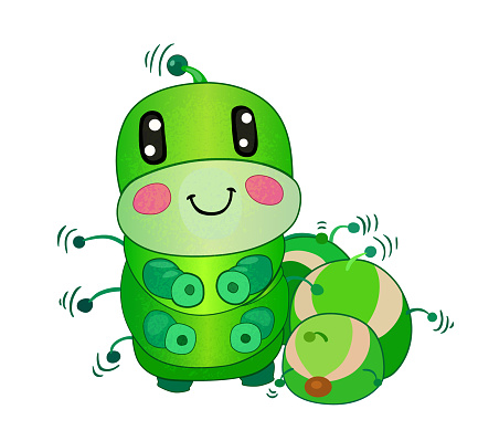 Cute Cartoon Caterpillar Vector Illustration