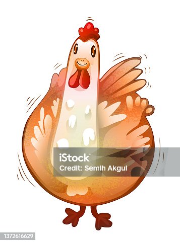 istock Cute Cartoon Chicken Animal Vector Illustration 1372616629