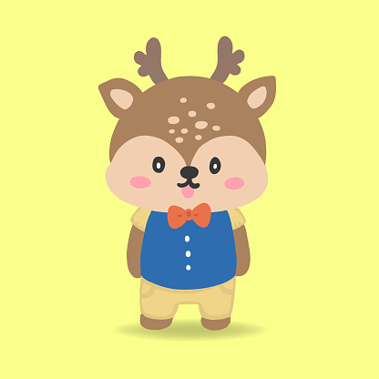 cute cartoon deer character wearing cloth