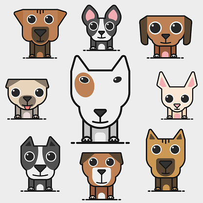 Cute cartoon dog vector icon series.