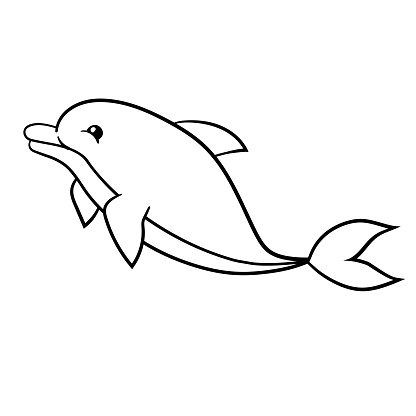 Cute cartoon dolphin, coloring page