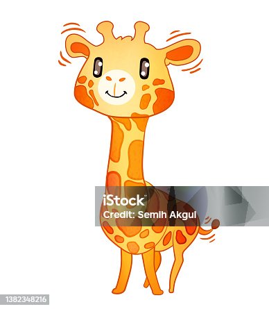 istock Cute Cartoon Giraffe Vector Illustration, Drawing for Children's Book 1382348216