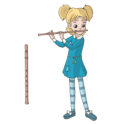 フルートを演奏かわいい漫画の女の子 イラストレーションのベクターアート素材や画像を多数ご用意 Istock