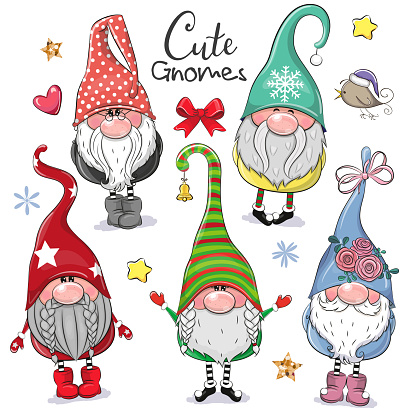Download Cute Cartoon Gnomes Isolated On A White Background Stock ...