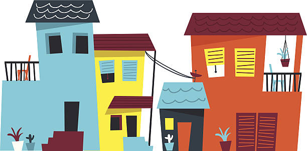 Cartoon Of Row House Illustrations, Royalty-Free Vector Graphics & Clip
