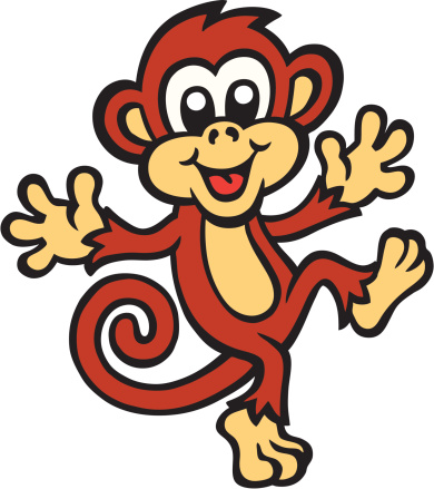 Cute cartoon image of a monkey dancing