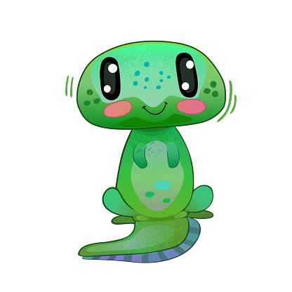 Cute Cartoon Lizard Vector Illustration, Animal Mascot Character