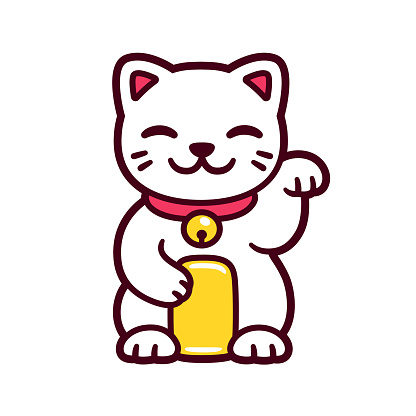 Cute Cartoon Maneki Neko Cat Stock Illustration - Download Image Now -  iStock