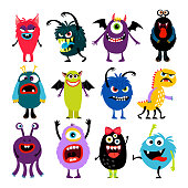 istock Cute cartoon mosters collection 862465370