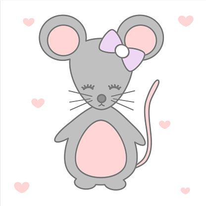 cute cartoon mouse vector illustration isolated on white background